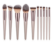 Load image into Gallery viewer, Wooden handle champagne gold makeup brush foundation brush beauty makeup kit