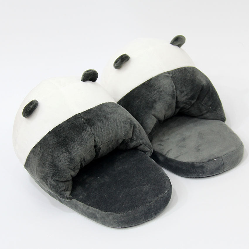 Cute Bear Plush Slippers White Bear Black Bear Cotton Slippers Winter Couple Home Warm Shoes