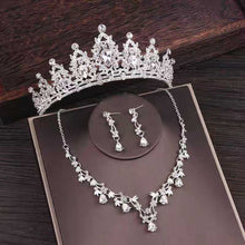 Load image into Gallery viewer, Bridal Rhinestone Crown Necklace Set Wedding Accessories