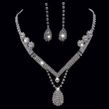 Load image into Gallery viewer, Europe And The United States Foreign Trade   Drill Water Drop Shape Bridal Necklace, Earrings Set Wedding Jewelry Wedding Accessories Wholesale