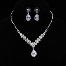 Load image into Gallery viewer, Europe and America popular sets of chain drops sparkling, luxury zircon necklace, Earrings 2 sets of beautiful bridal suite