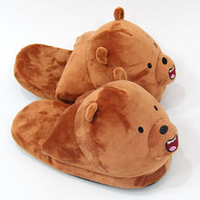 Load image into Gallery viewer, Cute Bear Plush Slippers White Bear Black Bear Cotton Slippers Winter Couple Home Warm Shoes