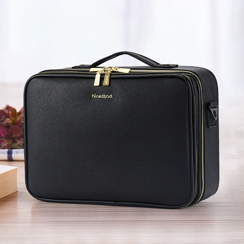 Large Capacity Leather Cosmetic Bag Portable Makeup Artist Makeup Storage Bag