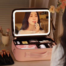 Load image into Gallery viewer, Smart LED Cosmetic Case With Mirror Cosmetic Bag Large Capacity Fashion Portable Storage Bag Travel Makeup Bags