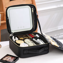 Load image into Gallery viewer, Portable LED Makeup Storage Bag With Mirror