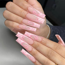 Load image into Gallery viewer, Heart Stripe Fake Nails