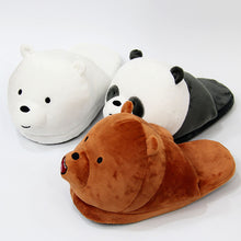 Load image into Gallery viewer, Cute Bear Plush Slippers White Bear Black Bear Cotton Slippers Winter Couple Home Warm Shoes